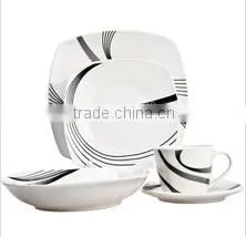 20pcs Ceramic Square Dinner Set, Porcelain Black Square Plate Set thumbnail-1