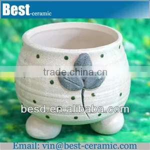 Hand Painting Small White Ceramic Flower Pots thumbnail-1