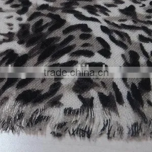 Leopard and Rose Print Wool Scarf thumbnail-4