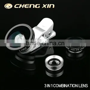 Full Set Cell Phone Lens 3 in 1 Clip-On Fish Eye Lens 180 Degree Universal For i4 4s 5 6 Fisheye Lens Quality Choice thumbnail-1