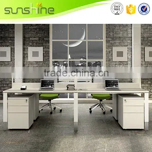Space Saving 4 Person Workstation With MFC Board Furniture Glass Desktop Partiton thumbnail-4