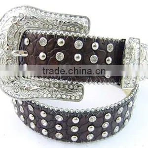 Cowgirl Cowhide Rhinestone Western Belt thumbnail-1