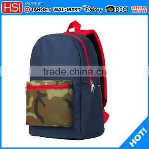 Navy Blue With Camouflage Front Pocket Laptop Backpack thumbnail-1