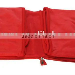 Red Fleece Blanket for Airplane and Travel Zip up to a Bag Easy for Carry thumbnail-3