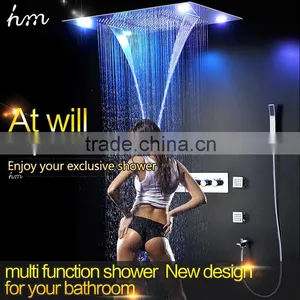 Shower With Led Light Color Remote Control Multiple Function Led Light Shower Rainfall Waterfall Water Curtain thumbnail-3