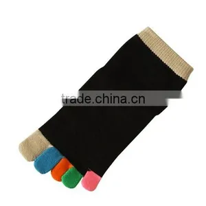 Custom OEM Design Bright Colored Yoga Pilates Toe Socks for Girl Winter Christmas Warm Cotton Toe Socks thumbnail-4