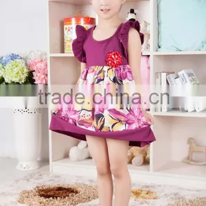 Latest Fashion Baby One Piece Cotton Frocks Designs Kids Summer Printed Girl Dress thumbnail-6