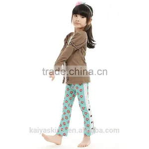 2016 Kaiya Fall Soft Solid Cotton Coffee Long Sleeve T-shirt and Long Pant thumbnail-5