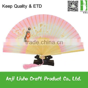 Japanese Style Silk Bamboo Fan With Sakura and Kimono thumbnail-1