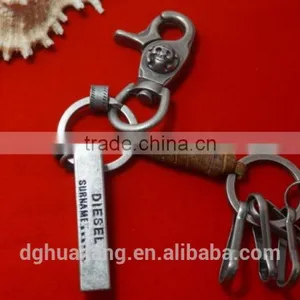 Antique Silver Alloy Keychain With Coiled Real Leather Cord and Beer Bottle Opener thumbnail-3