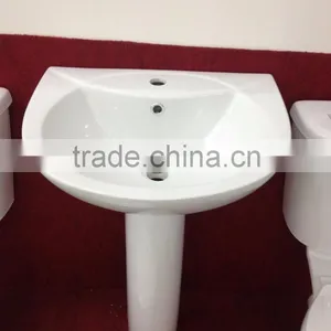 Sanitary Ware Art Basin Ceramic Basin With Pedestal Single Hole Wash Basin Cheap Bathroom Basin P001 thumbnail-2