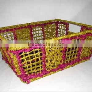 Handwoven Natural Plant Fiber Basket thumbnail-1