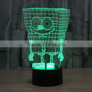 3D Optical Night Light Sponge Baby 7 RGB Light Colors 10 LEDs AA Battery or DC 5V Mixed Lot thumbnail-6