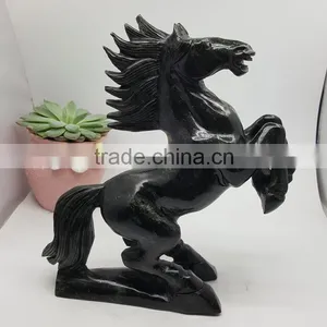 Obsidian Horse Sculpture Animal Carvings Office Ornaments thumbnail-1