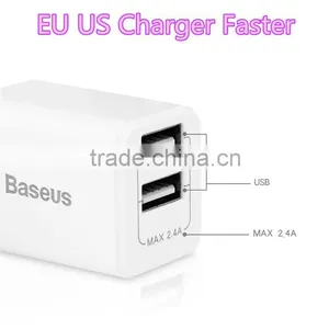 Original BASEUS 2.4A Moblie Phone Charger Universal Quick Charging Adapter Dual USB Output Travel Charger With US /EU Plug thumbnail-3