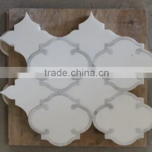 White Carrara Marble,Statuario Marble Herringbone Mosaic Tile thumbnail-2