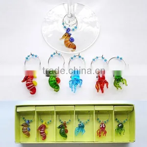 2016 Hot Sale Mixed 6Pcs Acrylic Pearl Wine Glass Charms thumbnail-1