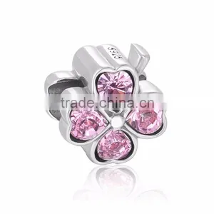 925 Sterling Silver Charms White CZ Flower Shaped Charms/beads thumbnail-1
