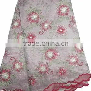 African Organza Lace With Sequins Embroidery CL8197-2red thumbnail-1