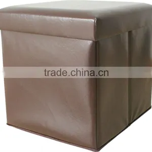 15"X15"X15" OTTOMAN IN PU-BROWN thumbnail-1