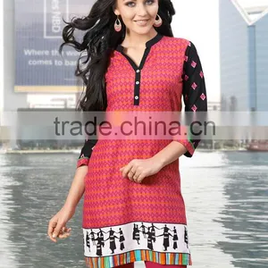 Indian Cotton Printed Kurtis Fashionable Traditional Kurtis For Women thumbnail-2