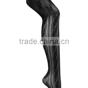 Black Flower Pattern Fishnet Tights thumbnail-1