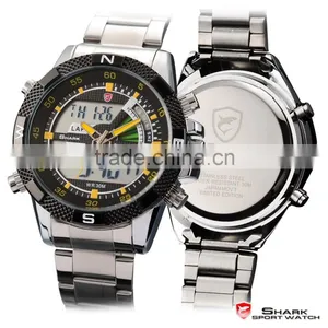 Shark Mens LED Day Date Display Steel Band Army Sports Watch thumbnail-5