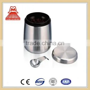 STAINLESS STEEL HOME COFFEE CANISTER /FOOD STORAGE CONTAINER WITH MAGNET LID AND SCOOP thumbnail-1