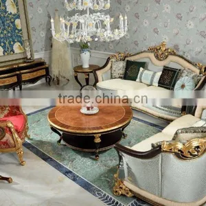 Rococo Palace Wooden Hand Carved Gold Leaf Upholstery Bedroom Set/European Bedroom Furniture(MOQ=1 SET) thumbnail-6