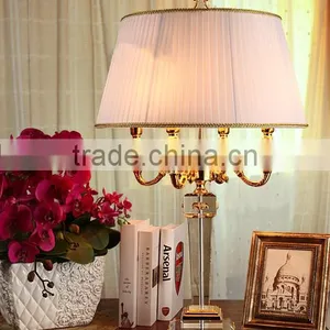 K9 Crystal Lamp Body Fabric Lampshade Four Candles Living Room Bedroom Table Lamp thumbnail-2