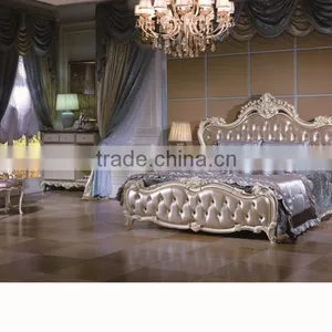 Bisini Luxury Leather Bedroom Furntiure Set, Antique Royal Bed Room Furniture, Luxury Leather King Bed thumbnail-1