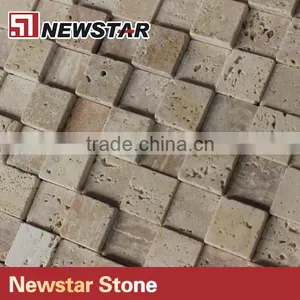 3D Natural Travertine Square Stone Mosaic thumbnail-2