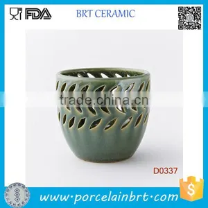 Wholesle Green Hollowed-out Ceramic Candle Holder thumbnail-1