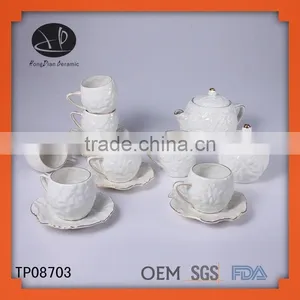 Fine Bone China Dinnerware Set With Gold Rim,teapot With Cup Set,6pcs Cup & Saucer Set thumbnail-1