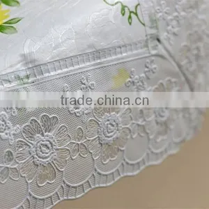 Tablecloth Stocklot PVC Non-woven Fabric Flower Design Square Tablecloth With 2 Inch Lace thumbnail-1