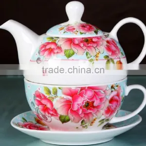 2017 Promotion Item Porcelain Turkish Tea Pot Set With Flower Design thumbnail-1