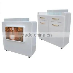 Nail Salon Reception Desk Painted Finished Acetone Proof Office Table Design Receptionist Table F-CA12 thumbnail-1