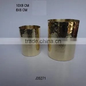 Hammered Finish Solid Brass Candle Holder With Mirror Polish thumbnail-1