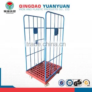 4 Wheels 2 Sided Roll Cage Trolley Logistics Pallet Wheel Barrow Storage Metal Waste Container thumbnail-1