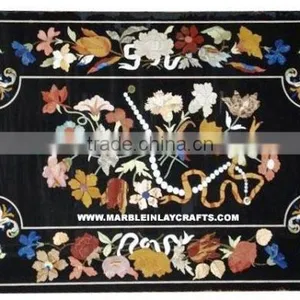 Black Marble Inlay Dining Table Top, Marble Inlay Dining Top thumbnail-1