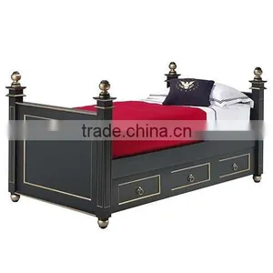 Norwegian Forest Style Royal Black Solid Wood Daybed With Drawers BF11-05143b thumbnail-1