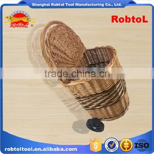 Unique Vintage Willow Weaved Woven Wicker Shopping Trolley Wheels Basket Cart thumbnail-6