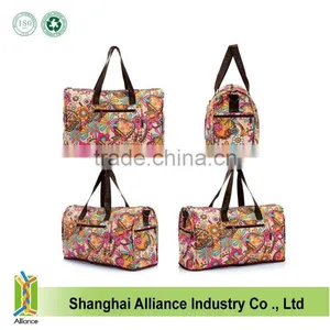 Wholesale Floral Folding Duffle Bags With Inner Zipper Pocket and Reusage Recycle Shopping Travel Bags With Handles thumbnail-1