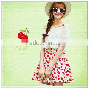 2015 Digital Printed Silk Chiffon Fabric For Cherry Dress Customized New Design thumbnail-1