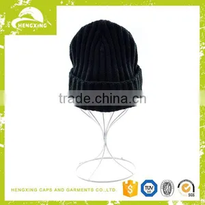 Popular High Quality Custom Leather Patch Cheap Knit Skull Beanie Hat thumbnail-1
