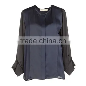 Ladies' Fashion Long Sleeves Color Combination High Quality and Best Price Ladies Blouse Free Patterns Free thumbnail-3