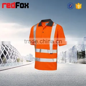 V-neck High Visibility T-shirt Low Price 100% Polyster Safety T-shirt for Running High Visibility Orange Safety T-shirts thumbnail-1