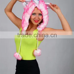Fashionable Top Sell High Quality Animal Hood Hats With Pom Ear Flaps thumbnail-1