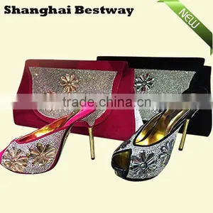 Hot Selling High Quality Fashion Party Italian Women Shoes and Bag Set in Dress Shoes thumbnail-1