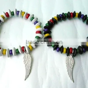 Fashion Wood Beads Bracelet, Fashion Wing Charm Bracelet, Fashion Friendly Jewelry thumbnail-1